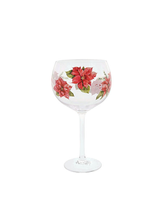 Red Poinsettia Copa Glass 20 cm