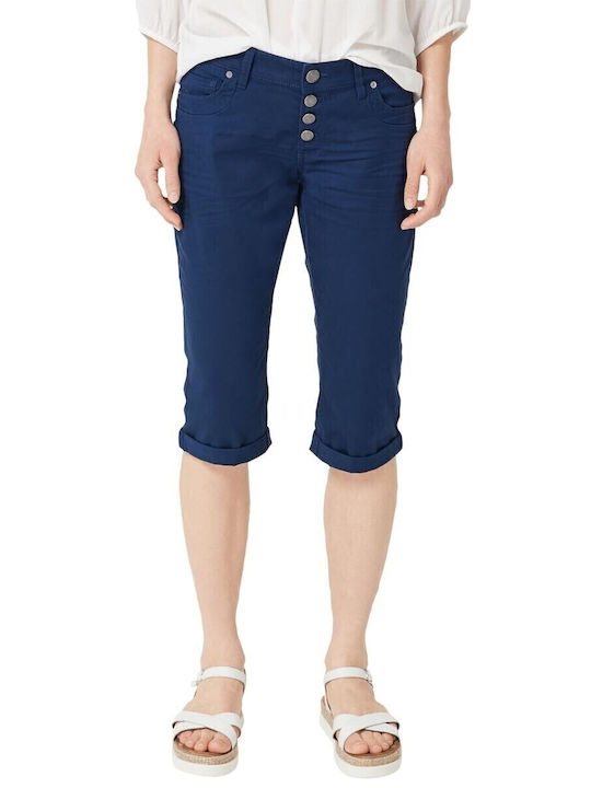 Damen Stoff Capri Hose Dark Blue
