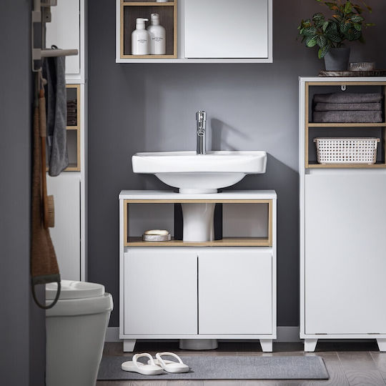 SoBuy Waschtisch mit Waschbecken L60xB30xH61cm White