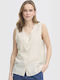 Women's Striped Sleeveless Shirt Beige