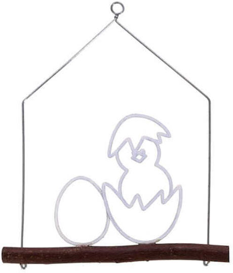 Easter Metal Ornament White Chick Egg Wood 441015-1620 A 15 x 14cm