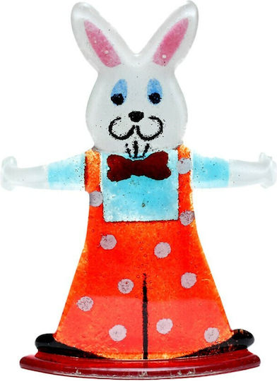 Handmade Glass Bunny "Kallisti" 13.5 cm Red-Light Blue