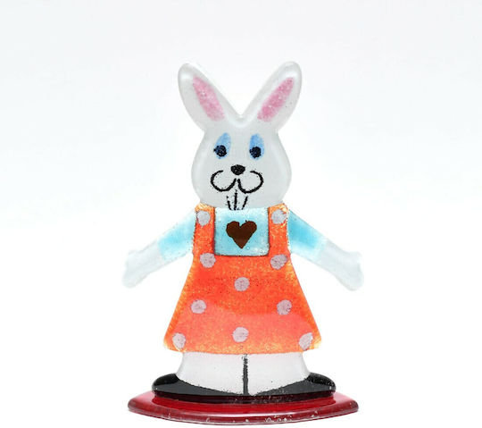 Handmade Glass Bunny "Kallisti" 16.5 cm Red-Light Blue