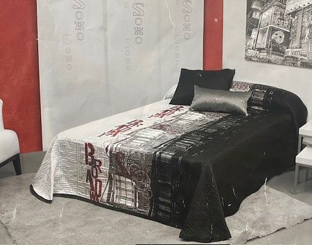 King Size Coverlet Black-Red 250x300cm