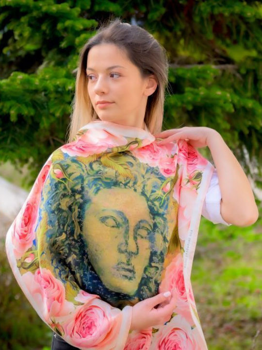 Kalfas Luxury Silk Women's Silk Scarf Pink