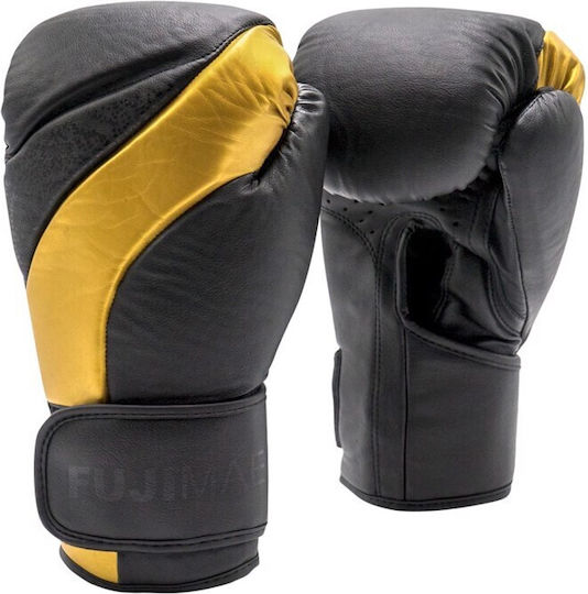 Fujimae Boxing Gloves Leather for Match Black