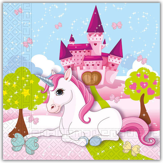 3-lagige Servietten 33x33 cm 20 Stück Einhorn #91669