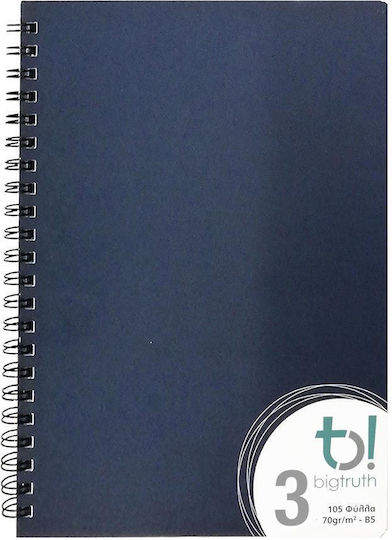 Big Spiral Notebook Ruled B5 105 Sheets 3 Subjects Blue 1pcs