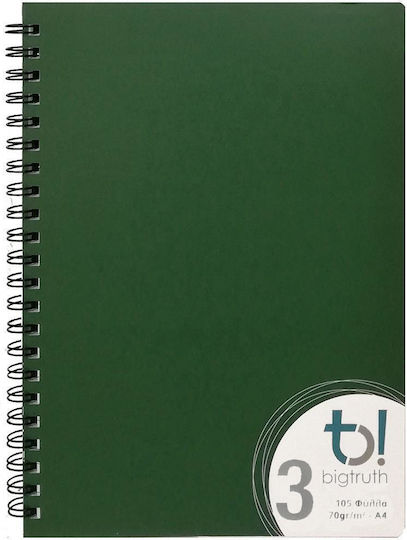 Big Spiral Caiet Cu dungi A4 105 de Foi 3 de Subiecte Verde 1buc