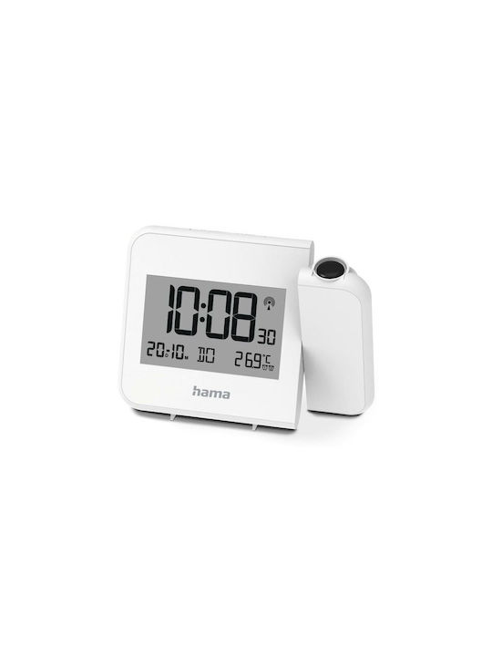 HAMA HAMA Tabletop Digital Clock LCD with Alarm Clock and Radio White 00222206