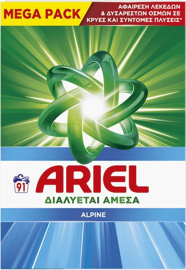Ariel Alpine Laundry Detergent Powder for Whites & Colored Clothes 91 Washes