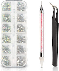 Ab Rhinestone Nails – Nail Design Kit with Pen & Tweezer