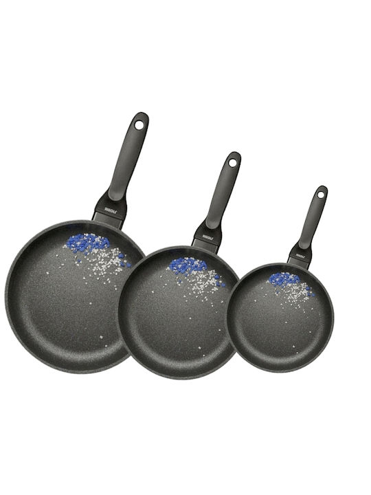 Risoli Risoli Cast Aluminum Pots and Pans Set Black Plus with Non-stick Interior Coating 3 Pieces