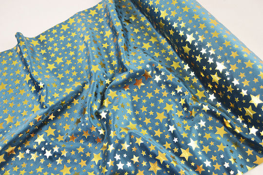 Ύφασμα Βελούδο Holland Stars Πετρόλ 50 Cm X 3 M Πετρόλ