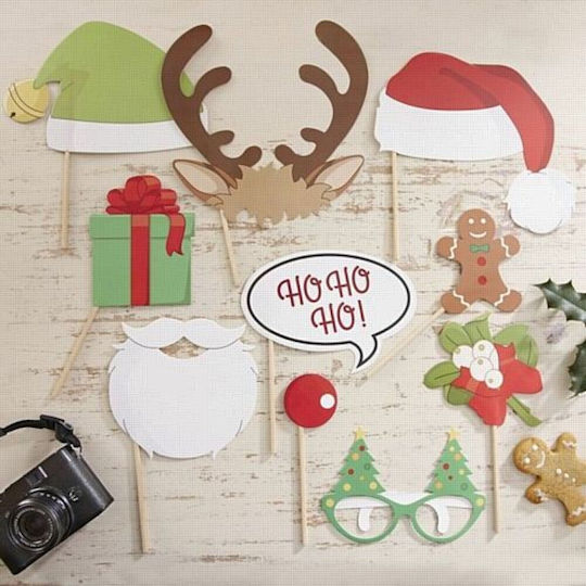 Set of Christmas Photobooth Props for Photos, 10 pieces, 23cm