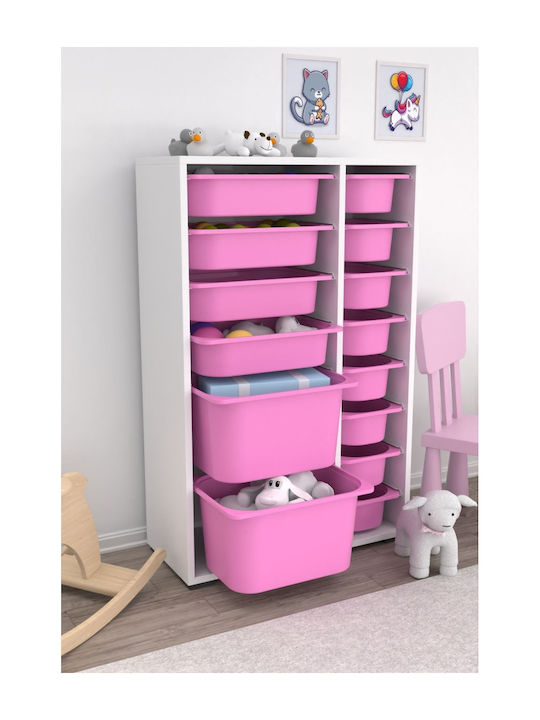 Comodă pentru copii Roz / Alb 69.5x30x109buc