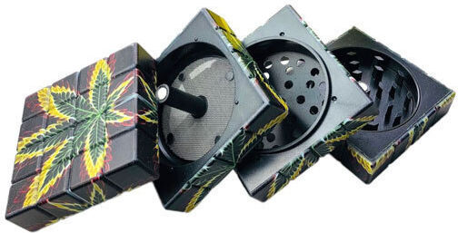 Grinder Metalic Magnetic Complet Cub Frunză 58mm 4 Părți
