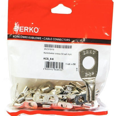 Ring Terminal Kcs Cu 6mm M8 50pcs Erko