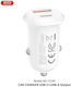 XO CC69 Mini Smart Car Charger 30W 2.75A Fast Charging with Ports: 1xUSB 1xType-C White Color