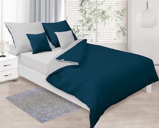Matex Matex Baumwoll-Bettbezug Set 140x200cm Einzel mit Kissenbezug Teal/Grau