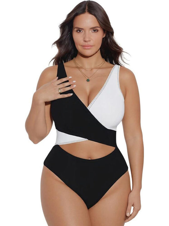 One-Piece Swimsuit Black White