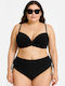 Underwire Bikini Set Bra & Slip Bottom with Laces with Adjustable Straps Black
