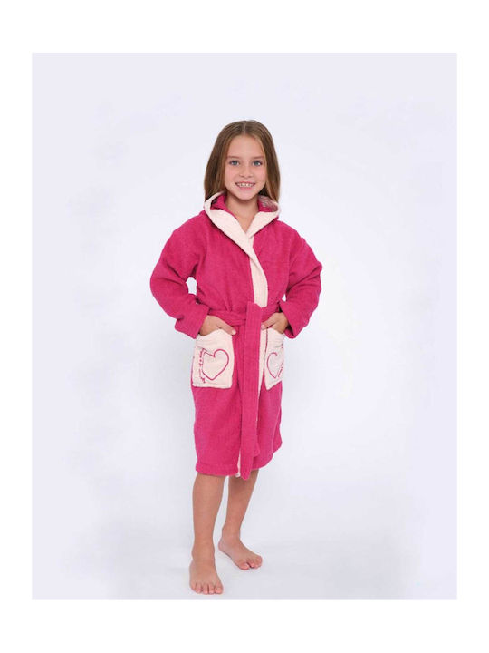 Muydemi Kids Hooded Bathrobe Fuchsia