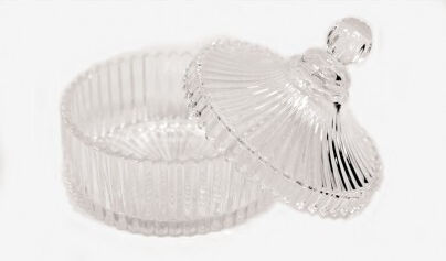 Faitakis Pack Glass Sweet Jar with Lid Transparent 15.5x10cm