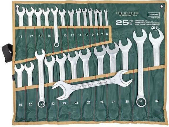 Rockforce Flat-ring Wrench Set 25pcs 6-32mm + Flat Wrench 36x41mm