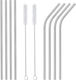 Set of 4 Stainless Steel Reusable Metal Straws & 1 Cleaning Brush