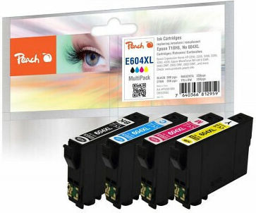 Peach Съвместими и реновирани мастиленоструйни касети Epson T10H6, 604XL 1200 страници 11.8мл Черен 3бр