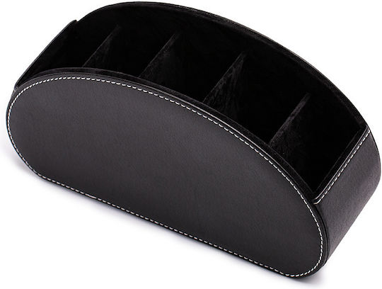 Ebest 5-Slot Black Leather Remote Control Holder
