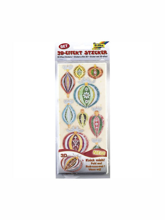 Set of 3D Effect Stickers 6 Sheets 10x23cm Christmas 1