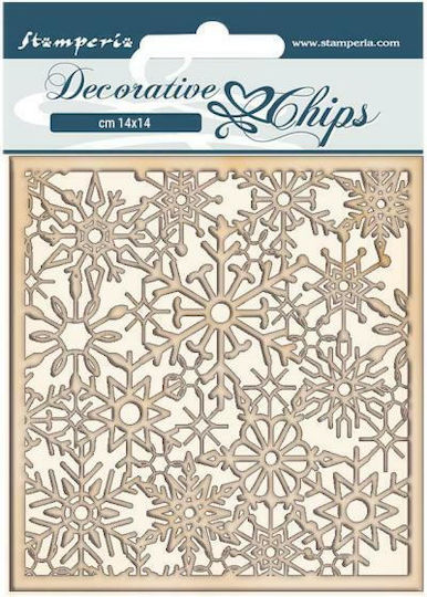 Dekorative Chipboard Wintergeschichten Schneeflocken 14x14cm Stamperia