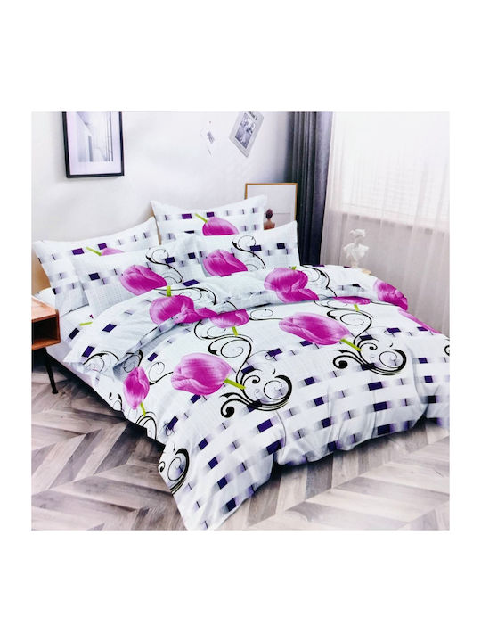 Olia Home Set Cearșafuri 220x240cm. Multicolor 4buc
