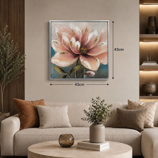 Inart Leavy Πίνακας σε Καμβά 43x43cm