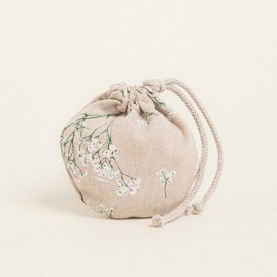 Beauty Home Fabric Pouch for Gift Beige 13x14cm.