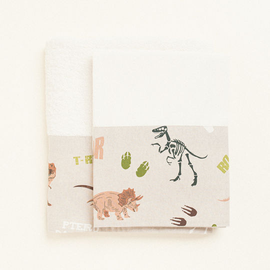 Beauty Home Set Christening Oilcloths Dinosaur Beige 3 Pieces