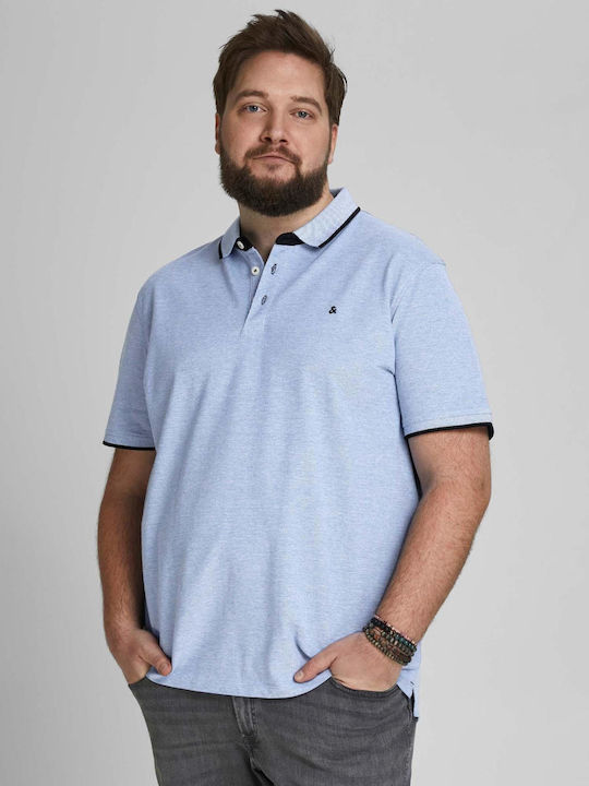 Jack & Jones Поло Блуза с къс ръкав Светлосин