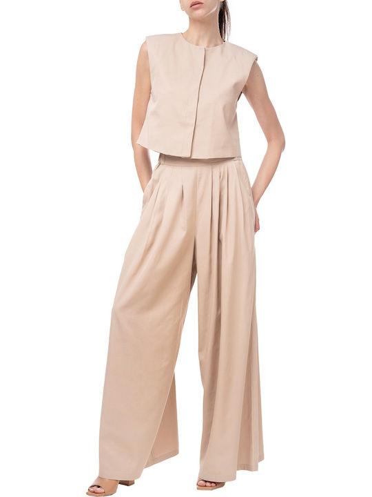 MY T Damen Stoff Hose Beige