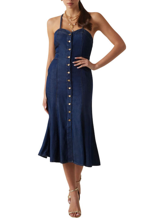 Guess Τζιν Φόρεμα All day Navy Μπλε