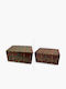 Wooden Decorative Trunks Set Brown 2pcs