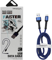 Treqa USB 2.0 Cable USB-C male - USB-A Μπλε 2m