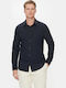 Long-sleeved Cotton Shirt Dark Blue