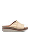 Women's Leather Platform Wedge Sandals White