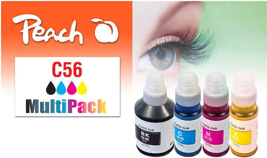 Peach Πακέτο Συμβατών Μελανιών Εκτυπωτή InkJet Canon GI-56 400 Σελίδων 25ml Πολλαπλό (Color) 4τμχ