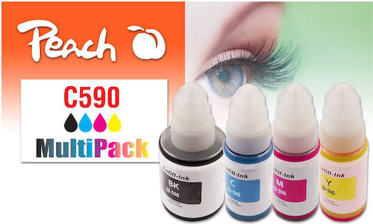 Peach Compatible Inkjet Printer Ink Package Canon GI-590 140ml Multiple (Color) 4pcs