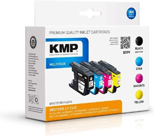 KMP Compatible Inkjet Printer Ink Package Brother LC-1240 450 Pages Multiple (Color) 4pcs