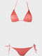 Bikini Set Triangle Top & Slip Bottom with Laces with Adjustable Straps Coral