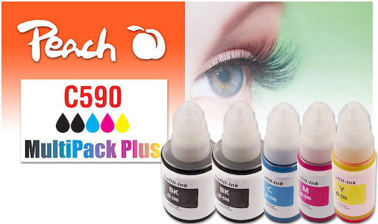 Peach Πακέτο Συμβατών Μελανιών Εκτυπωτή InkJet Canon GI-590 2600 Σελίδων 43ml Πολλαπλό (Color) 4τμχ
